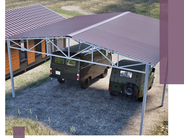 Двускатные навесы под ключ в Малгобеке — изготовление и монтаж