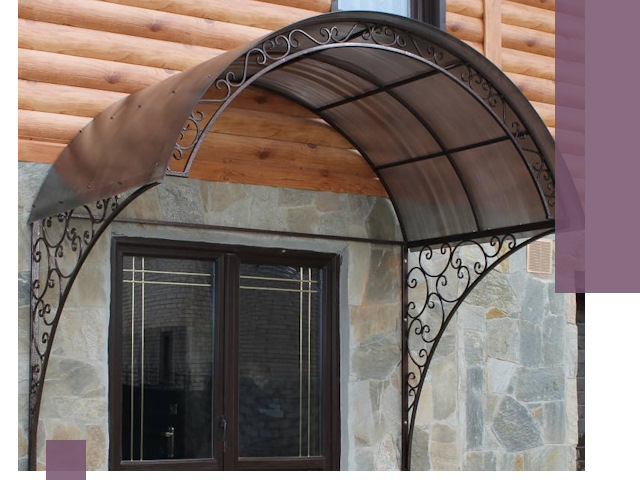 Арочные козырьки под ключ в Малгобеке: изготовление и монтаж